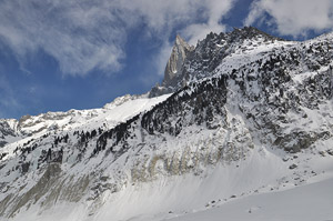 Фото Белая Долина. Вид на массив зоны катания Гран Монте (Les Grands Montets, 3275 м)