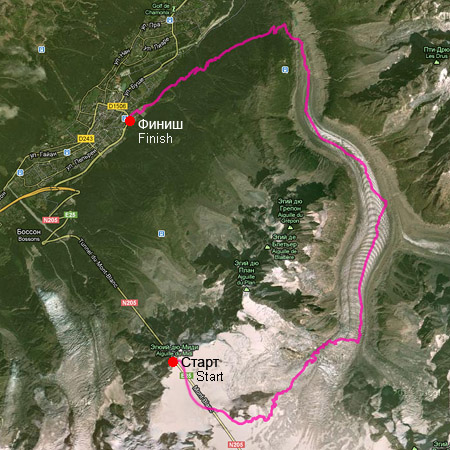 План маршрута по Белой Долине Шамони